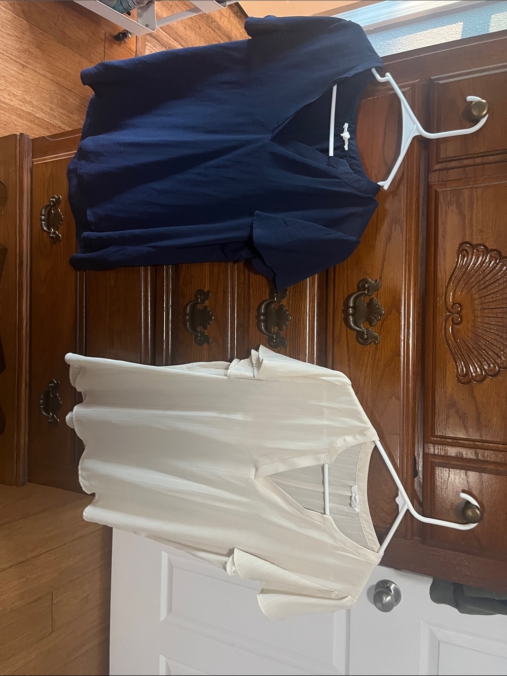Maurices Navy and Cream V-Neck Short Sleeve Top Duo